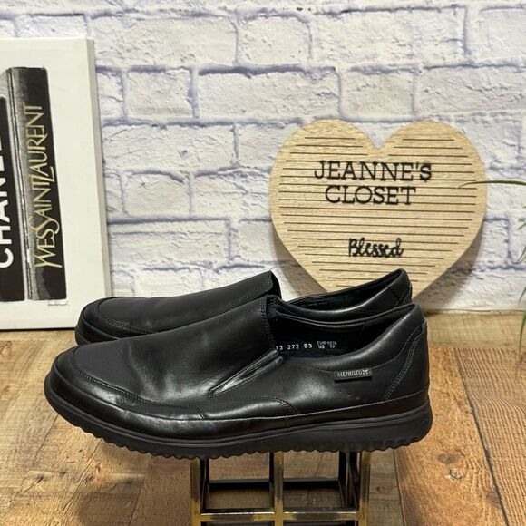 Mephisto Mens Twain Leather Slip-on Shoes - black - Picture 9 of 9